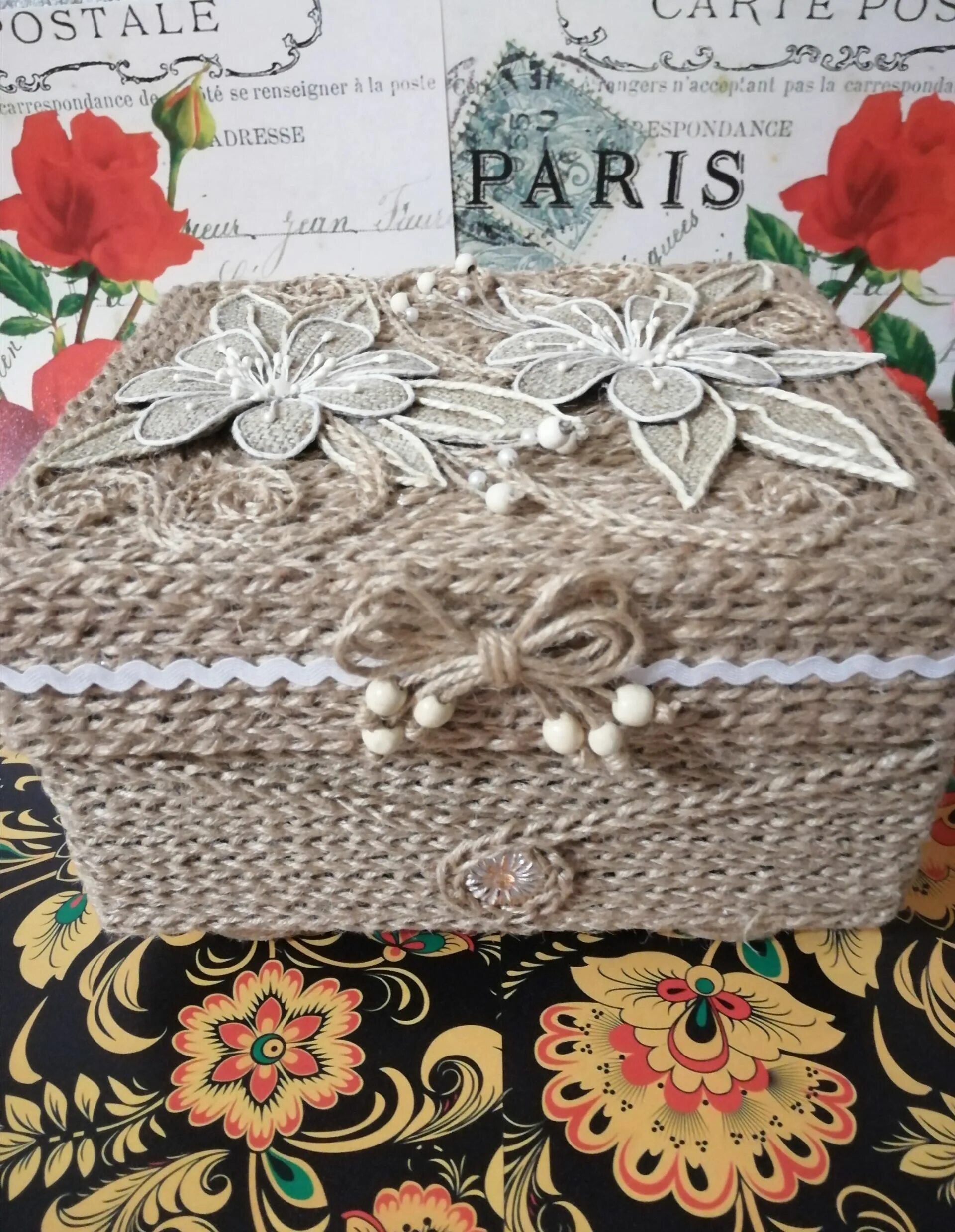 коробка из бечевки. коробки и корзины из джута. вязаные коробки из джута. коробочка из джута. джутовая филигрань шкатулки мк.