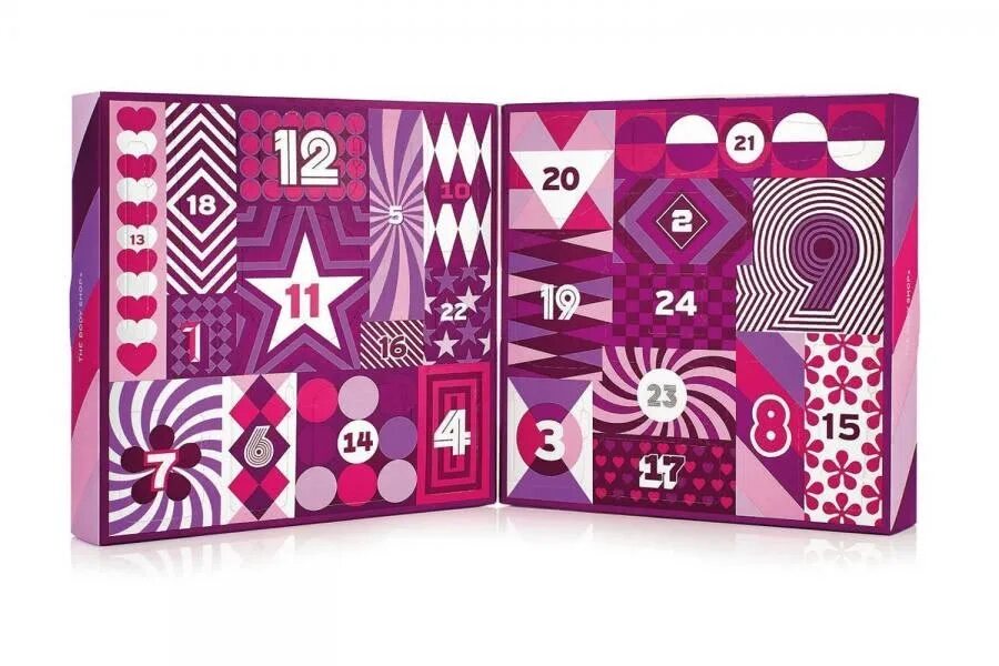 24 days of glam advent calendar. Новогодний календарь с косметикой. the body shop advent calendar. 24 beauty surprises hm. атлант календарь для девочки с сюрпризами бьюти.