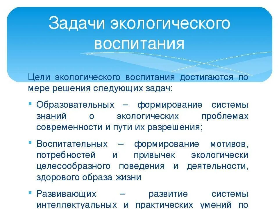 Задача экологического воспитания детей