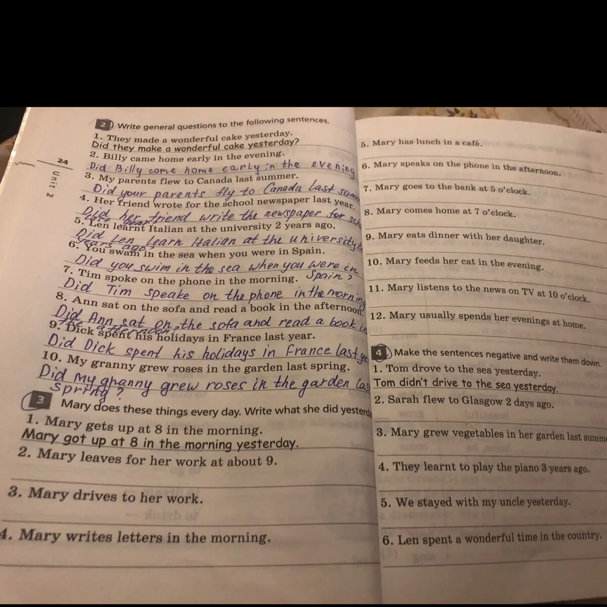 I had letters yesterday. Write General questions. Write a General question to the sentence. What did Mary do yesterday. Write General questions to the following sentences 5 класс.