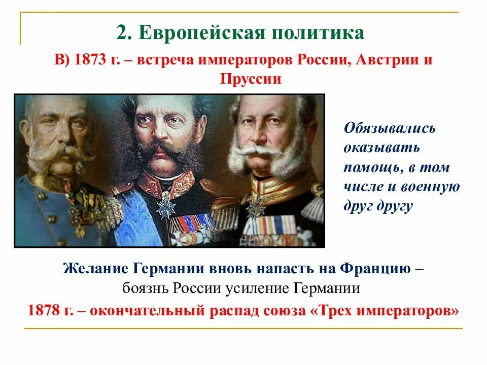 Кто входил в союз трех. Союз трёх императоров 1873. Союз 3 императоров при Александре 2.