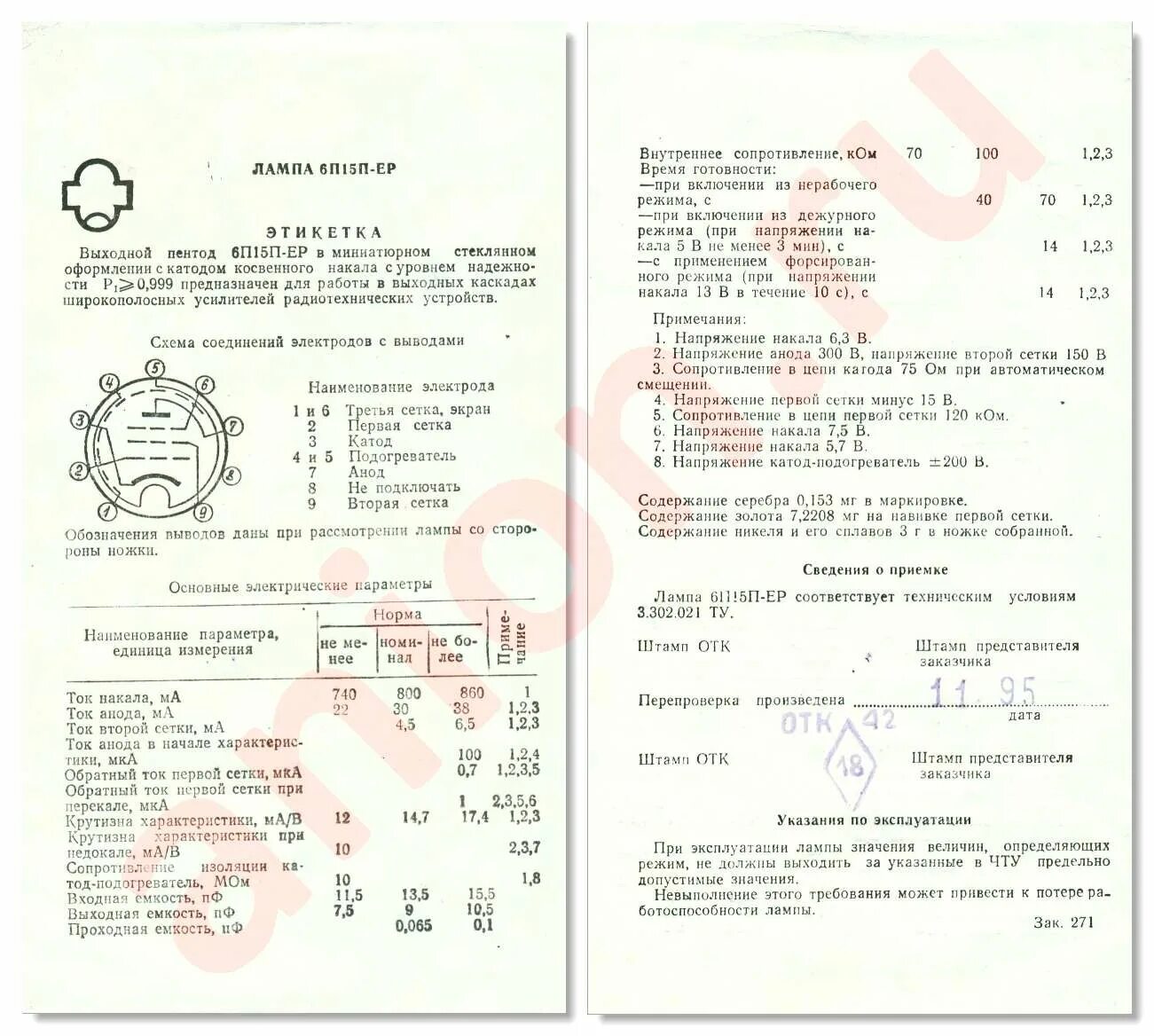 П 6 от 15.06 1965. Лампа 6п15п. Радиолампа 6п15п. Лампа 6п15п содержание драгметаллов.