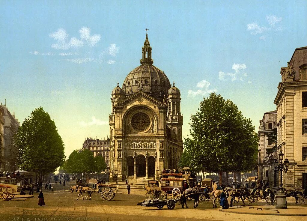 Франция xix. Церковь сент-огюстен (1860—1871) в париже. 1890 годы в париже. франция 19 век париж. франция города, 19 век.