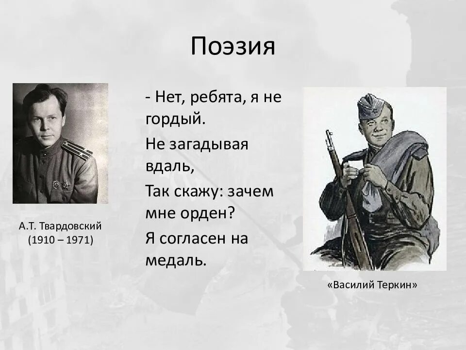 Теркин отрывок о награде. Василийгтеркин я согласен на медаль. Нет ребята я не гордый не загадывая вдаль так скажу.