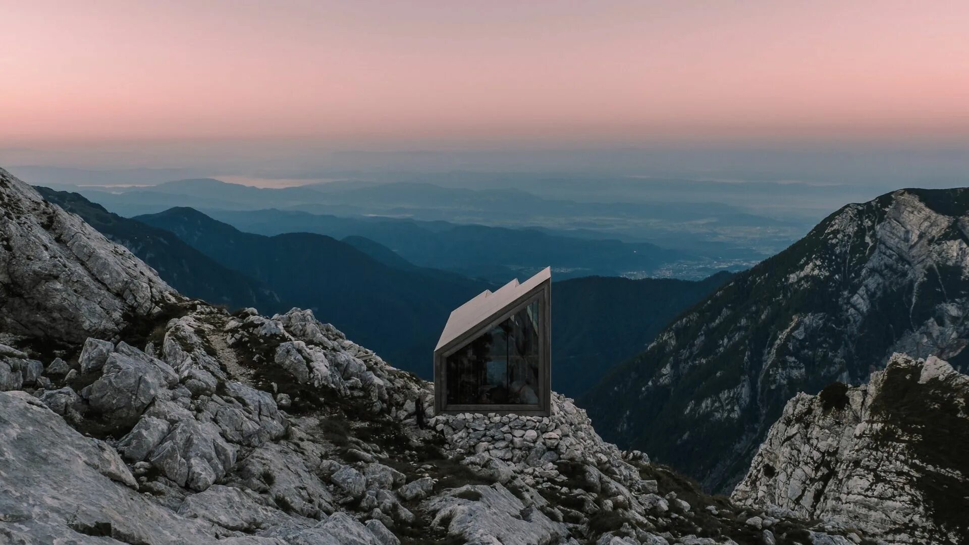 Building and mountains