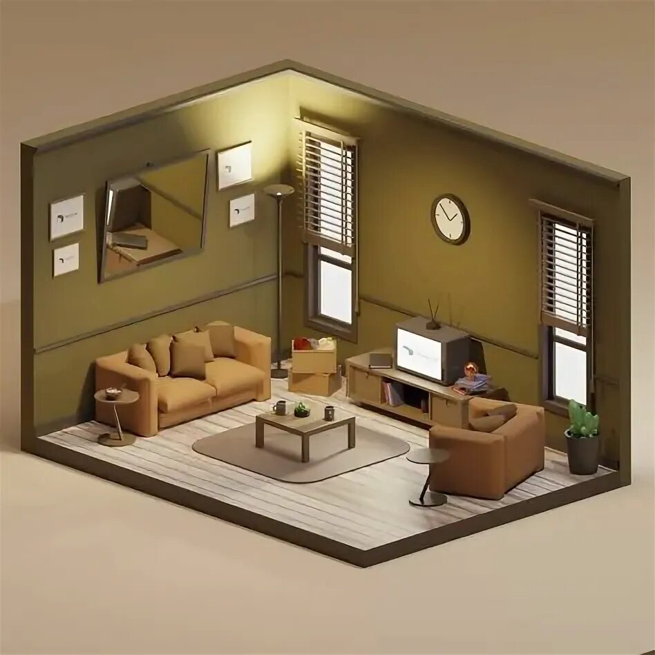 ArtStation - Interior Design Cartoon Style Low-poly 3D model Game Assets