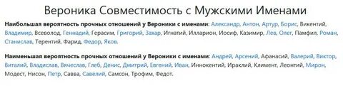 Какое имя подходит веронике