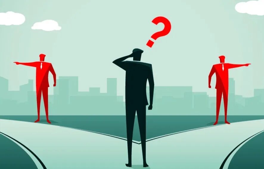 It is the right decision. Стратегия минимализм. человечек на распутье. decision making. человек на развилке.