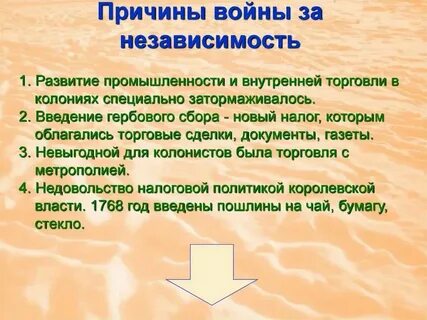 Причины борьбы за независимость сша