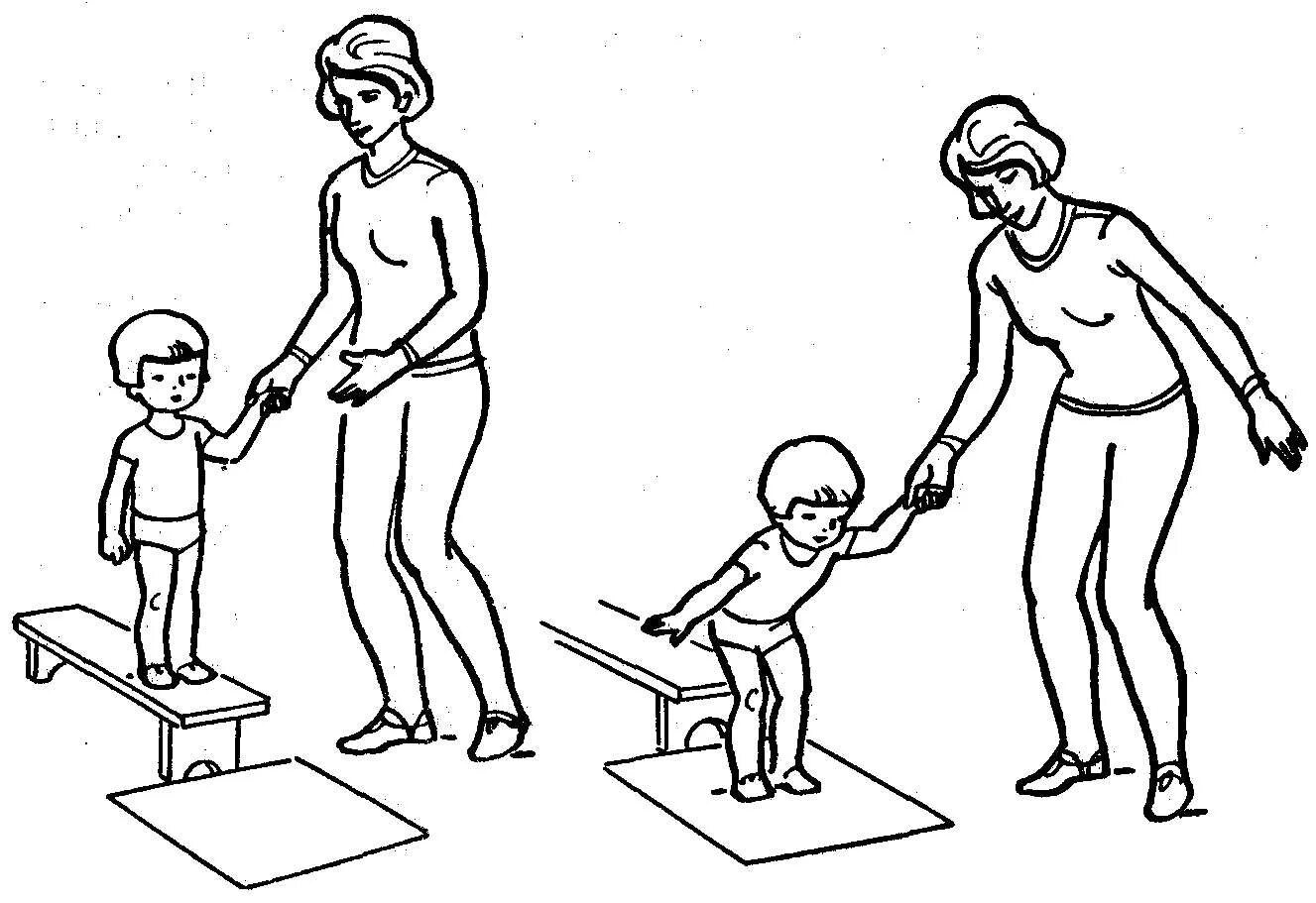 Ходьба по гимнастической скамейке. Схемы упражнений для детей. Упражнения на координацию для детей. Схемы движений для дошкольников.