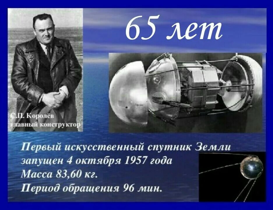 Создатель первого искусственного спутника земли. Первый искусственный спутник земли 1957 королев.
