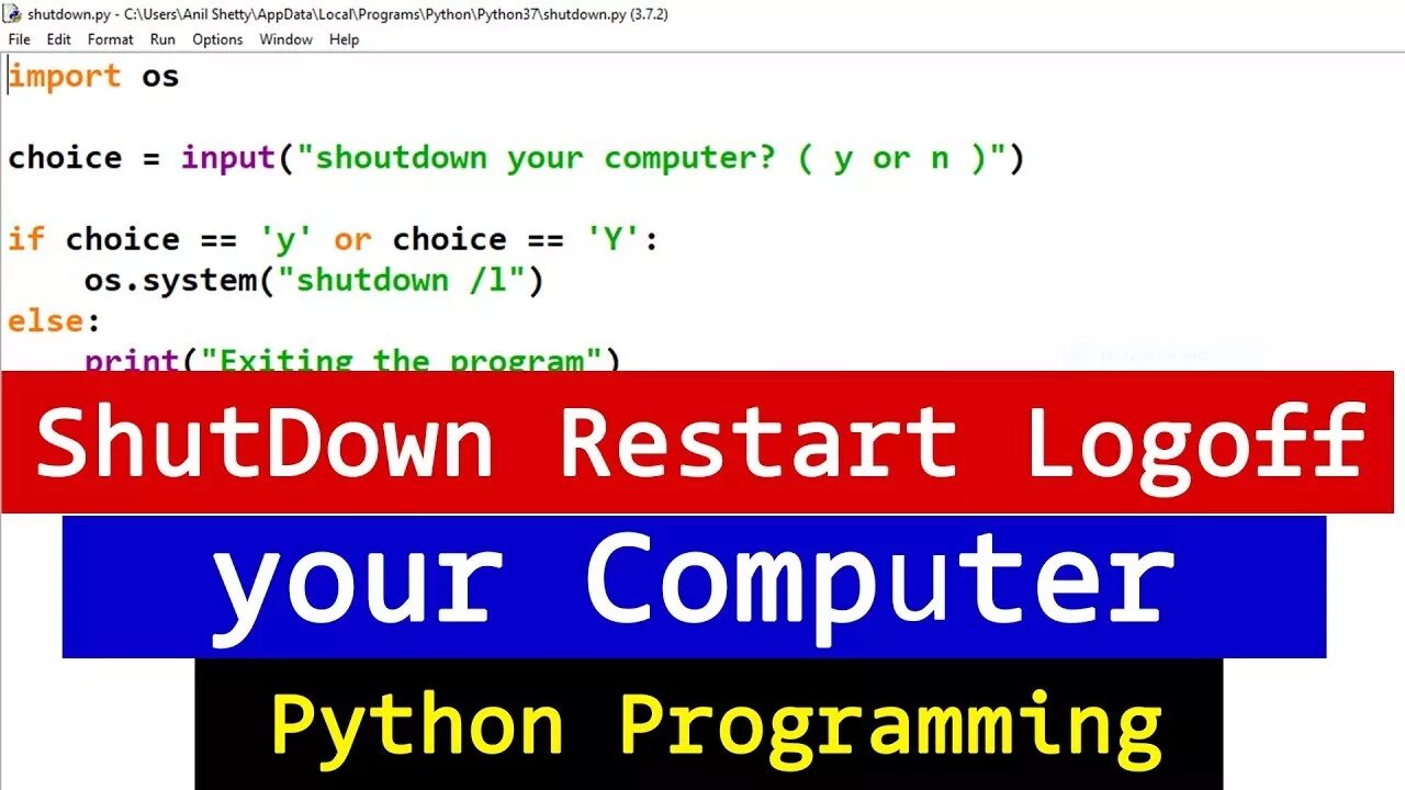 Import choice. Python рестарт программы. Python shutdown. Как сделать рестант Python. Как сделать рестарт в Пайтон.
