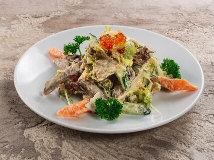 Салат мясо рыба