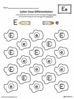 Letter e worksheets for kids