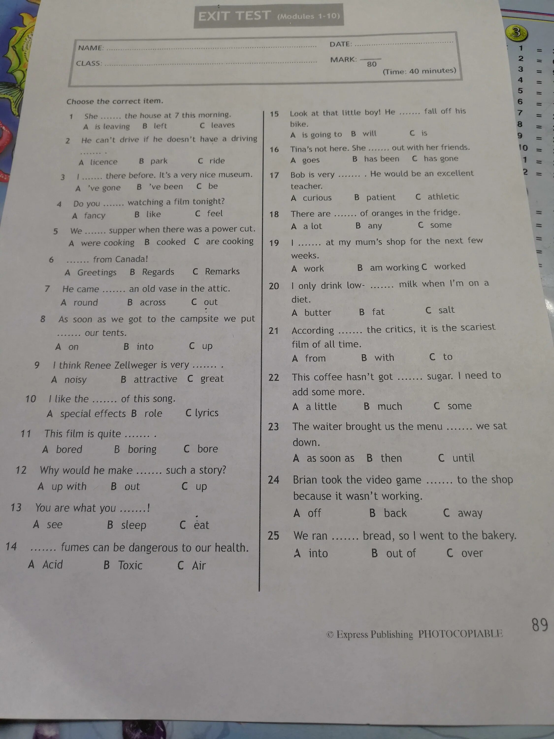 Final test 4. Exit Test модуль 1-10. Exit Test Modules 1-10 7 класс Spotlight. Exit Test Modules 1-10 6 класс ответы ваулина Test a Test b. Test booklet exit Test 1-10 7 класс ответы.