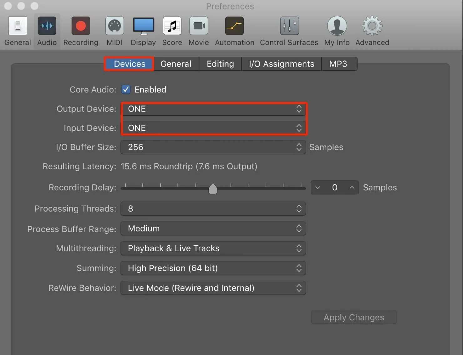 Audio enabled. Logic pro preferences. настройки logic pro x audio. audio buffer size. logic driver аудио выбор\.