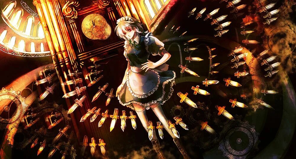 Self embodiment. Sakuya izayoi art. touhou project 6. touhou 6 the embodiment of scarlet devil. touhou danmaku duel.