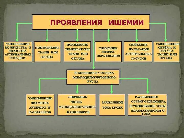 Для ишемии характерно. Проявления ишемии. Изменения органов при ишемии.