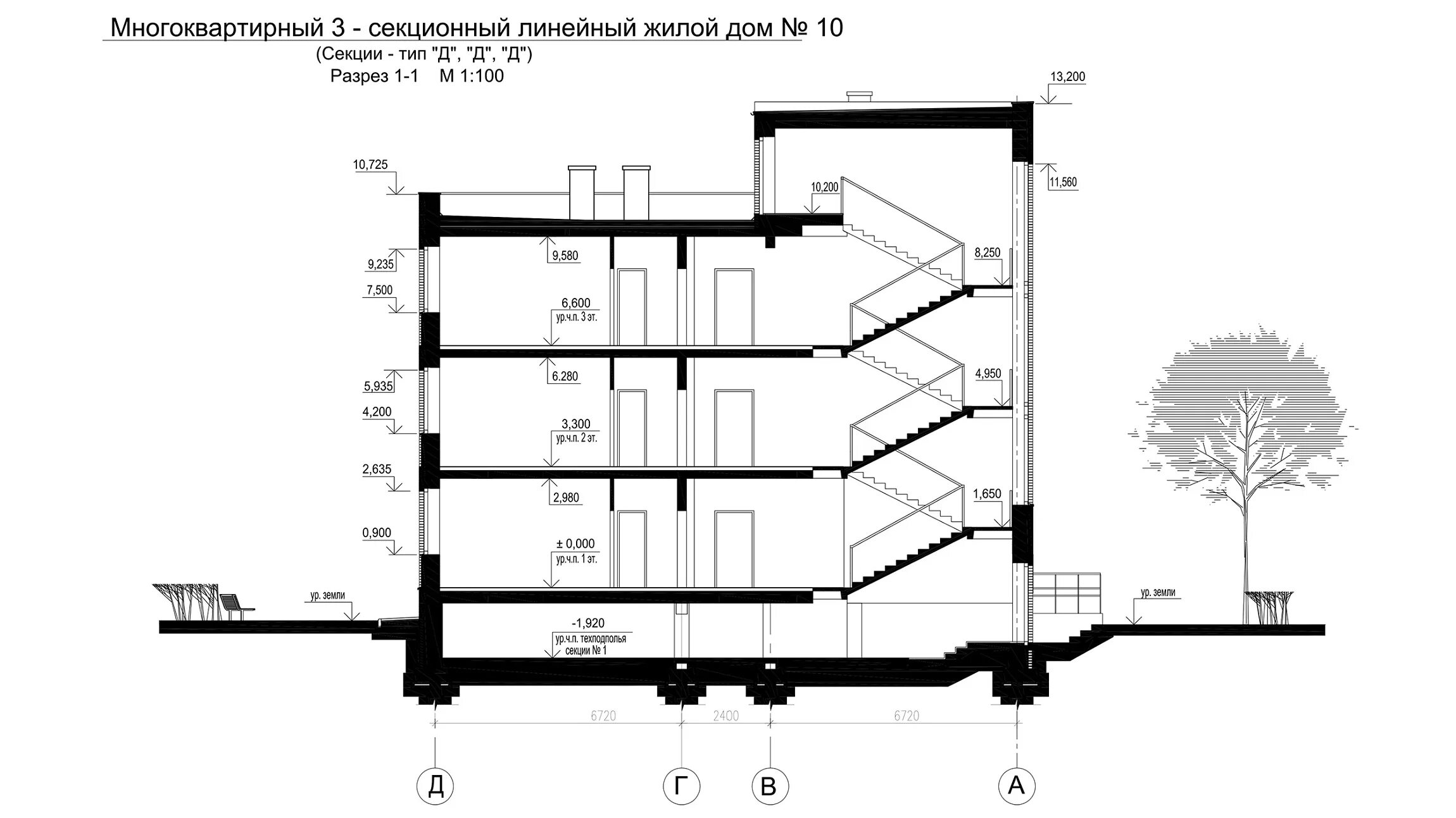 Уровень 1 этажа. Чертёж фундамента техподполья. Схема многоэтажного дома разрез сбоку. Разрез многоэтажного дома чертеж. Разрез здания с лестничной клеткой.