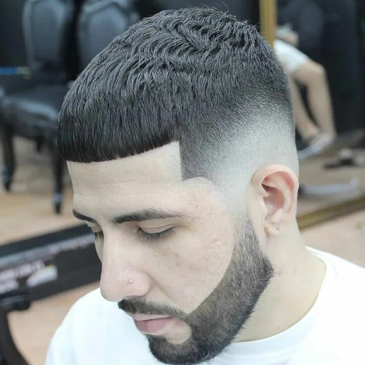 Fade line. Fade up Haircut. Tape up Haircut with Heavy Bangs man. Hair Crop Solder. French up Hairstyle.