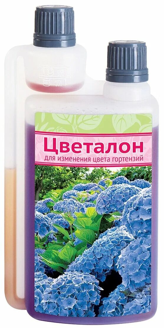 Цветалон ЖКУ для гортензии новинка 250мл/24. Удобрение 0,5л Азалии, гортензии 3d х10. Цветалон для окраски гортензий ваше хозяйство.