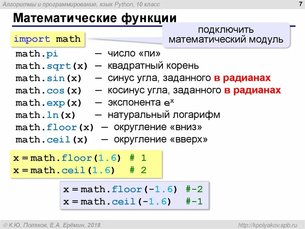 Стандартная библиотека языка программирования. Математические функции в питоне. Таблица математические функции Пайтон. Математические формулы в питоне. Функции в питоне примеры.