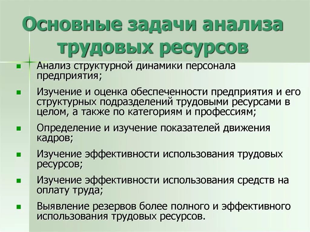 Цель использования трудовых ресурсов