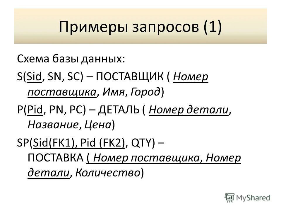 Формула запросов. Формула запросов