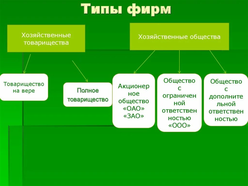 Какие экономики существуют в рф. Виды фирм. Типы фирм в экономике. Виды предприятий в экономике. Различные виды фирм.