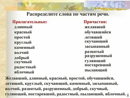 Причастия к слову мама