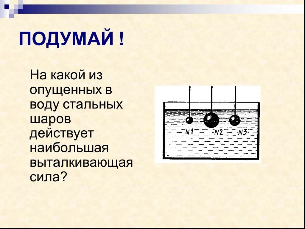 Одинаковая ли выталкивающая сила действует. Архимедова сила презентация. Архимедова сила физика 7 класс. Архимедова сила презентация 7 класс. На какой шар действует большая Архимедова сила.