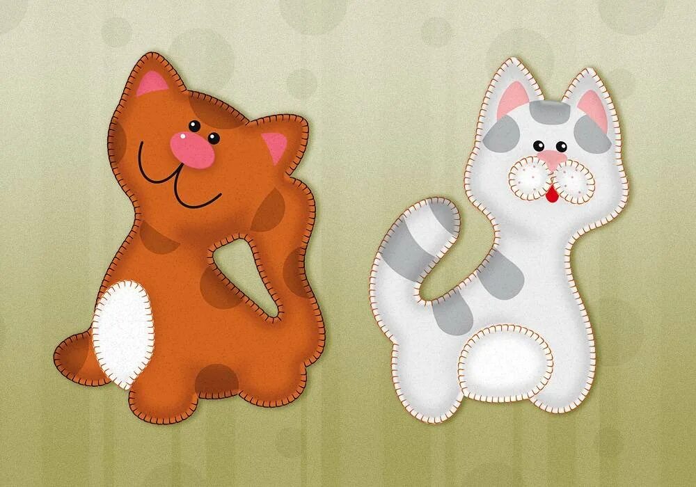 Аппликации для детей кошки. Плоские игрушки. Игрушки из фетра. Плоские игрушки из ткани. Котик из фетра.