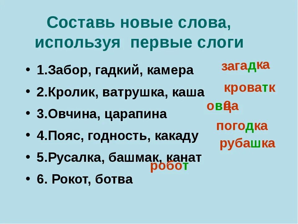 Положить составить слова. Составление слов. Составить слово. Составление из слова других слов. Составление слов из слогов 3 класс.