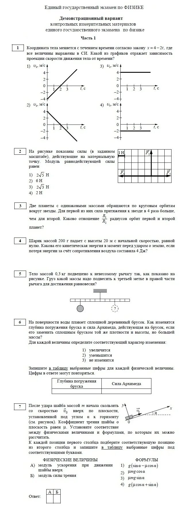 Экзамен по физике егэ