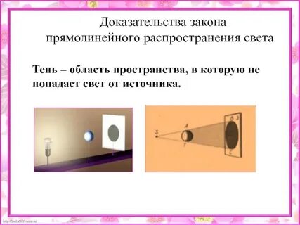 Закон прямолинейного распространения света 8 класс физика