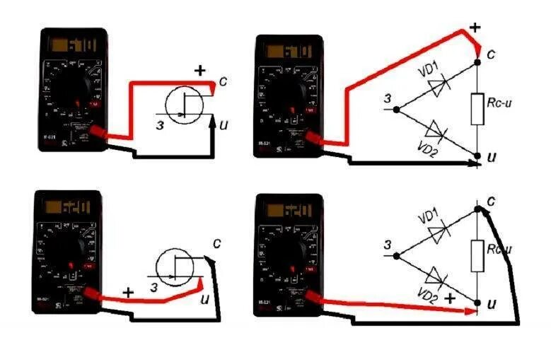 Как проверить д т. Прозвонка транзистора мультиметром. Проверка MOSFET транзистора мультиметром. Прозвонка полевого транзистора. Проверка полевого транзистора тестером.