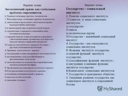 Составьте развернутый план ответа на тему