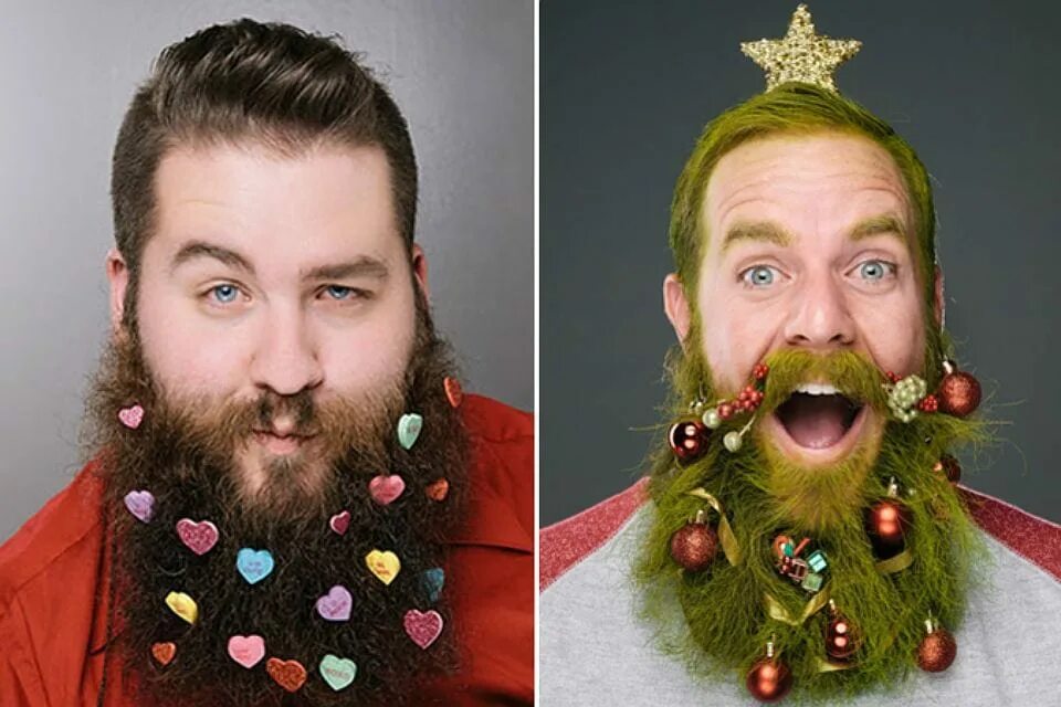 Новогодние украшения для бороды. Украшенная борода. Борода на новый год. Новогодняя борода. Борода украшает