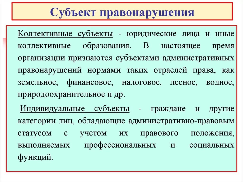 К субъекту правонарушения относятся