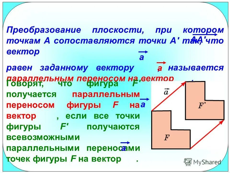 Параллельный перенос задан вектором 2 4. Преобразование плоскости. Перемещение фигур на плоскости.