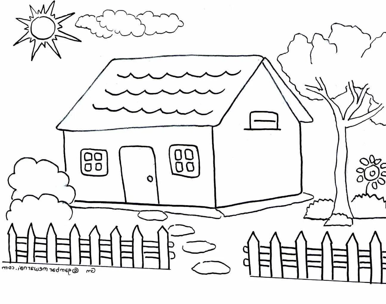 Распечатать дома для детей 7 лет House Design For Kids Drawing House drawing for kids, Simple house drawing, Art