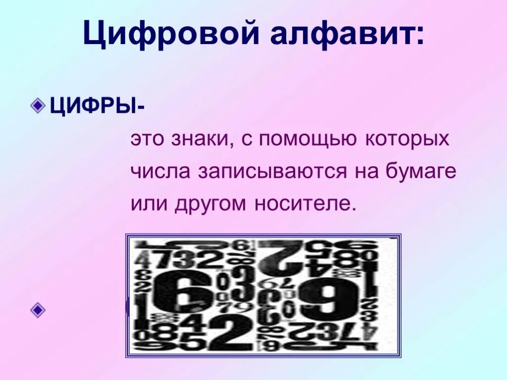 Информатика алфавит цифр. Цифровой алфавит. цифры это знаки с помощью которых записываются числа. цифровой алфавит рисунок. цифровой алфавит по информатике.