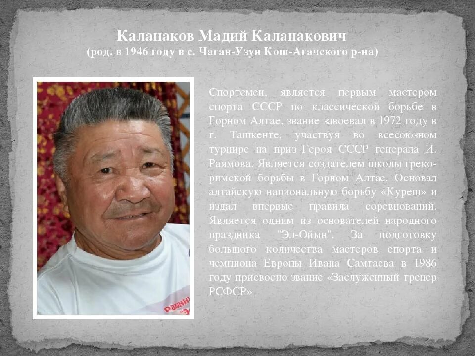 Какие известные люди живут в новосибирской области. Известные люди Республики Алтай. Алтайцев известные люди. Мадий Каланаков. Известные люди из Алтайского края.
