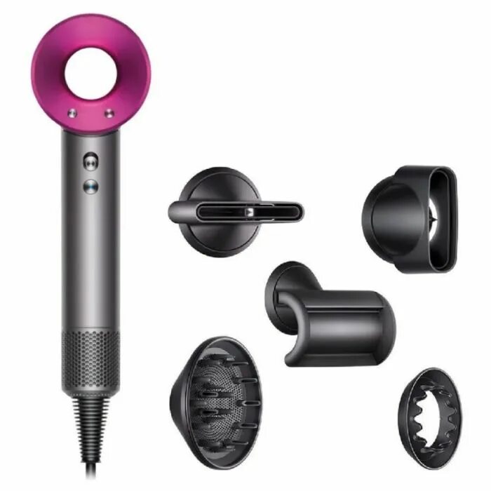 Фен Дайсон hd08. Фен Dysons Supersonic hd08. Dyson hd08 Supersonic насадки. Фен Dyson Supersonic hd08 Fuchsia/Nickel.