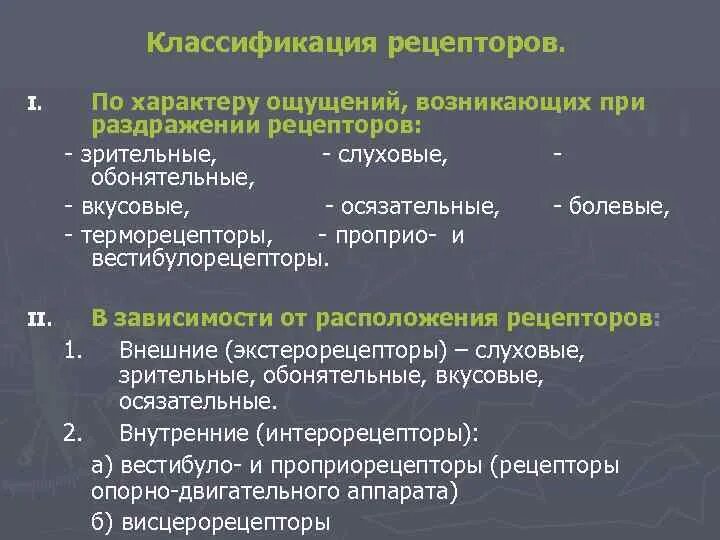 Классификация рецепторов. Рецепторы классификация рецепторов. Раздражение рецепторов. Классификация ощущений.