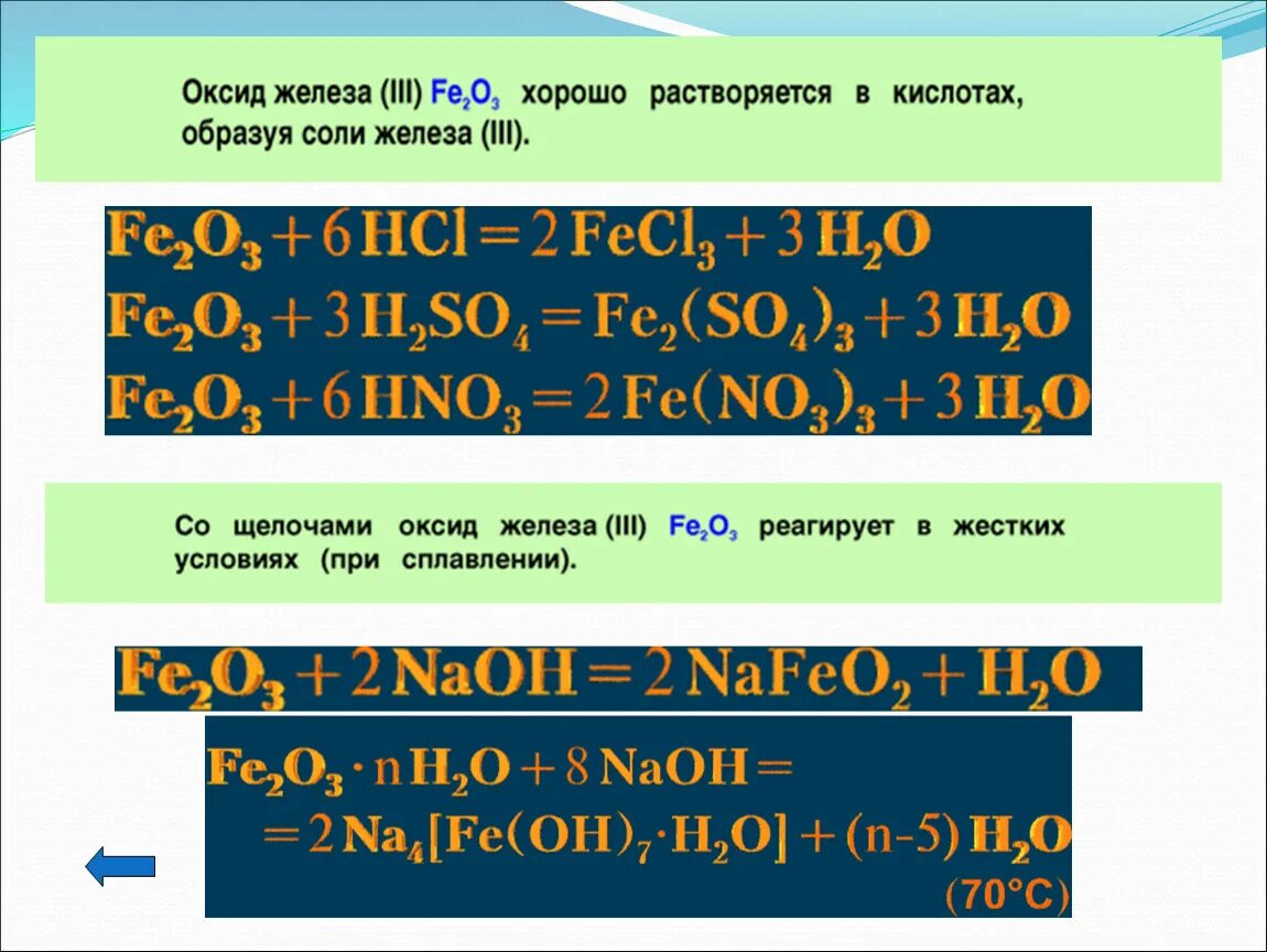 Оксид железа 3 плюс кислота