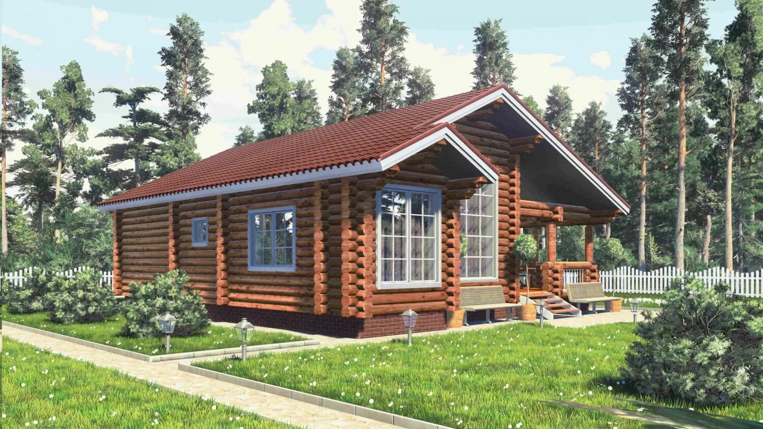 Дом из бревна одноэтажный - CormanStroy.ru