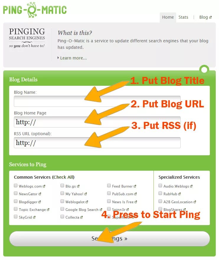 Blog search. Blog search engine. pinging.