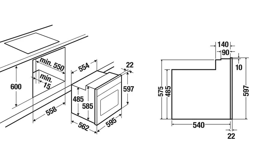 Какого размера встроенные духовые шкафы. Духовой шкаф на 45 см электрический встраиваемый схема встройки. Схема встраивания духового шкафа на 600. Духовой шкаф электрический схема встраивания. Kuppersbusch 6260 духовой встраиваемый шкаф.