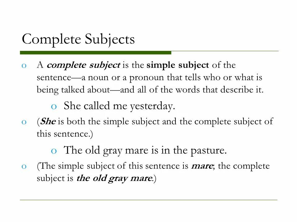 Complete предложение. Complete subject. Subject in simple sentence. Simple sentence in old English.